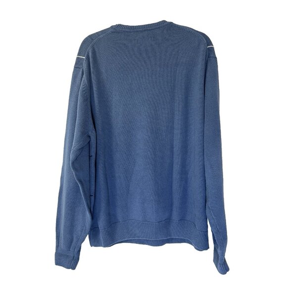 Vintage David Taylor Mens XL Blue Windowpane Plaid Knit Crewneck Sweater Grandpa - Picture 2 of 7